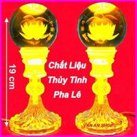 ( Hàng loại 1 ) Đôi đèn thờ hoa sen pha lê thủy tinh đèn thờ cúng đèn bàn thờ đèn thờ phật
