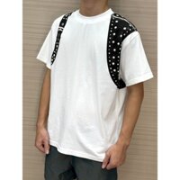 [ Hàng Mới 2024 ] Áo phông T shirt McQueen Trắng vạt vai Đen chấm bi đinh LA on web