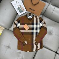 [ Hàng Mới 2024 ] Áo sơ mi Burberry Nâu kẻ sọc to LA on web