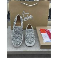 [ Hàng Mới 2024 ] Giày Slipon đế cói Louboutin đính đinh full LA on web fullbox bill thẻ phụ kiện