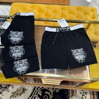 [ Hàng Mới 2024 ] Quần short ngố đùi gió Kenzo Đen mặt hổ Trắng check cạp Trắng LA 1-1 on web