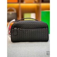 [ Hàng Mới 2024 ] Túi Ví bóp Clutch Nam Nữ nam cầm tay cắp nách Bottega Veneta Đen kẻ sọc size 28x15x11cm Fullbox