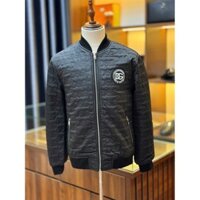 [ Hàng Mới 2025 ] Áo khoác Bomber phao Dolce Gabbana Đen họa tiết logo DG thêu full LA