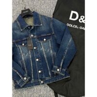 [ Hàng Mới 2025 ] Áo khoác Jean Jacket Dolce Gabbana Xanh logo tag vuông cổ gáy phối túi ngực LA