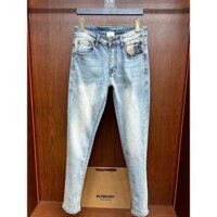 [ Hàng Mới 2025 ] Quần Jean Burberry Xanh bạc logo kẻ sọc túi LA LK