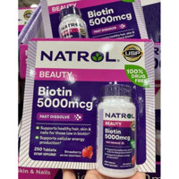 [ Hàng Mỹ 🇺🇸 Date 08/2026] Viên Ngậm Hỗ Trợ Mọc Tóc Natrol Biotin 5000mcg 250 Viên