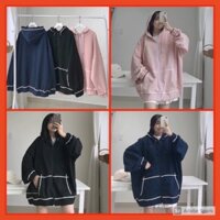 [ Hàng Nhập ] Áo Khoác Hoodie Viền Tay Bồng Nữ [FREESHIP] 🌸 Jacket form rộng có mũ màu ĐEN | HỒNG | XANH TÍM THAN Ulzza