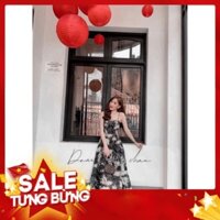 -Hàng nhập khẩu Đầm maxi hai dây dáng dài họa tiết trắng đen thướt tha, đẹp dịu dàng Lemy Liên hệ mua hàng 084.209.198