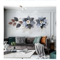 [ HÀNG NHẬP KHẨU ]Tranh Sắt Treo Tường Nghệ Thuật, Tranh Decor Trang Trí Hoa Xám Xanh Mã 2226-kt 132*70cm