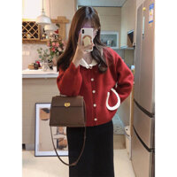 [ Hàng Order] Áo Khoác Len Cardigan Đỏ Thu Đông Nữ Dịu Dàng