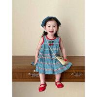 ( HÀNG ORDER ) VÁY SÁT NÁCH BABYDOLL CARO XANH VIỀN ĐỎ CHO BÉ GÁI