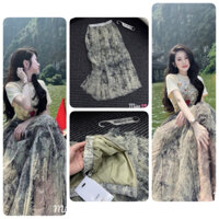 ( HÀNG QUẢNG CHÂU CAO CẤP ) CHÂN VÁY VOAN - XẾP LY DÁNG XÒE – HỌA TIẾT NỔI BẬT SANG CHẢNH ( XR7325450 )