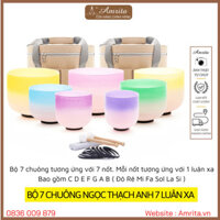 [ hàng sẵn ]BỘ CHUÔNG XOAY CRYSTAL 7 MÀU  7 LUÂN XA -7 nốt chuông ngọc -chuông pha lê -chuông thủy tinh  - Amrita