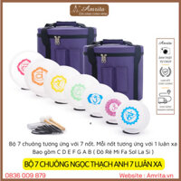 [ Hàng sẵn ]BỘ CHUÔNG XOAY CRYSTAL 7 MÀU  7 LUÂN XA -7 - tách lẻ -chuông pha lê -chuông thủy tinh  - Amrita