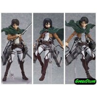 ( HÀNG SẴN ) Mô Hình Figma 207 Eren Yeager, Levi 213, Mikasa 203 Figma Attack On Titan Cao 15cm