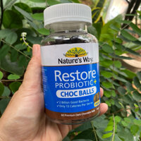 💚 (Hàng Úc) Date 12/2025 - Viên uống Nature's Way Restore Probiotic Chocolate Balls 60 viên vị socola bổ sung lợi khuẩn