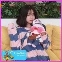 [ Hàng VNXK ] ÁO SWEATER SỌC HỒNG XANH/ Pink-Blue STRIPPED UNISEX (Ảnh thật ở cuối) phong cách trẻ trung