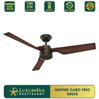 ( Hàng_Chính hãng) Quạt trần LuxuryFan Hunter Cabo Frio 50635 - Màu đồng tối, 50634 - Màu trắng, 50638 - Màu kim loại