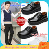 【 Happy Elf 】Giày học sinh bé trai Giày da nhỏ thường ngày bé trai 6-18 tuổi，Cửa hàng xu hướng thanh thiếu niên, Giày da thời trang cho bé trai, Giày da đẹp trai cho bé trai，giày da cho bé trai、giày đế kếp、giày da bóng