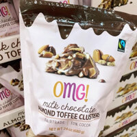 🍫🌰 HẠT HẠNH NHÂN PHỦ SOCOLA CACAO SỮA CỦA MỸ FAIRTRADE OMG MILK CHOCOLATE ALMOND TOFFEE CLUSTERS 680G U.S.A 🇺🇸