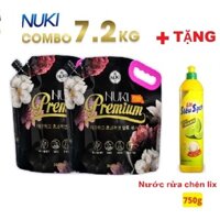 [ HCM ] Combo 2 túi Nước giặt chính hãng Nuki Premium 7.2KG TẶNG NƯỚC RỬA CHÉN LIX 750g