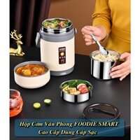 💘 HCM 💘 Hộp cơm văn phòng FOODIE SMART inox giữ nhiệt hâm nóng và tự nấu chín thức ăn, Cà Men Đựng Cơm Đi Làm -