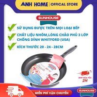 ( HCM - SHIP 2H ) Chảo nhôm đáy từ SHM20 SHM24 SHM28 SUNHOUSE chống dính kích thước chảo lớn dẫn nhiệt nhanh