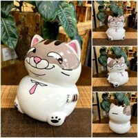- Heo đất - lợn đựng tiền - ống tiết kiệm. Mèo Neko bụng bự mắt hí cực cute. Gốm sứ Bát Tràng chính hãng.