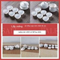 ∈ Hộ gia đình đơn giản đặt tinh khiết sứ trắng Sancai cốc ấm trà bìa bát ấm trà ấm trà bộ hoàn chỉnh của gốm Triều Sơn K