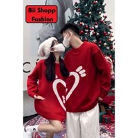 ( Hỏa Tốc) Áo Sweater Noel Đôi , Áo Cổ Tròn cho các cặp đôi mùa noel From Rộng Phong Cách.