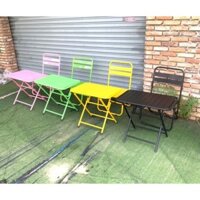 ( HỎA TỐC ) Bộ Bàn ghế Cafe Xếp Gọn - Bàn ghế gấp gọn sắt mặt nan sơn tĩnh điện nhiều màu sắc - Hovevuive