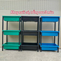 { HỎA TỐC } Bộ khay nhựa nuôi cá, trồng rau 2 tầng, 3 tầng ( 64x41x16 )