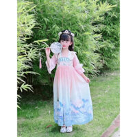 ( Hoả tốc giao liền)Cổ trang tiên cá siêu xinh cho bé gái kèm quạt kẹp và sticker