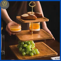 [ HỎA TỐC] Khay gỗ vuông trưng bày bánh 2 - 3 tầng trang trÍ tiệc trà afternoon tea, buffet,...