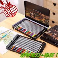 🔥 Học Sinh 🔥 có thể xóa được bút chì màu bộ màu chì trẻ em có hàng sẵn màu chì ❄Bút chì màu hòa tan trong nước Deli 36 màu 48 màu 72 màu tranh nghệ thuật hộp sắt vẽ tay bút chì màu✦