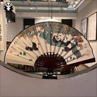 ❈ ❈ Hơn 99% Tỷ lệ khen ngợi Quạt gấu trúc khổng lồ Gấp 10 inch Quạt vải lụa dành cho nam Quạt gấp lớn Bạn bè Tứ Xuyên Thành Đô Quà lưu niệm BH250220B