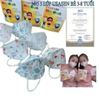 { Hộp 10 cái} Khẩu trang N95 trẻ em, 4 lớp Usasen, có màu trắng và họa tiết phù hợp bé 3-8 tuổi(có chứng từ Y Tế)