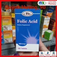 [ HỘP 100 VIÊN ] Viên uống FOLIC ACID 800mcg UBB Cung cấp vitamin, khoáng chất tốt cho cơ thể