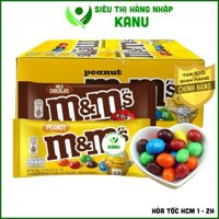 [ Hộp 24 gói] Socola nhân đậu phộng & sữa M&M Mỹ, sô cô la MM chính hãng