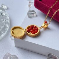 ❈ ❈ Hộp gabu phong cách dân tộc Tây Tạng sáu ký tự chân lý đá xanh vòng cổ trang sức có thể mở mặt dây chuyền cổ xưa thích hợp 2502F23