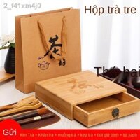 ✚ Hộp trà Pu er gỗ rắn bộ phụ kiện khay loại ngăn kéo bao bì phổ quát một lớp bánh