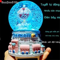 ▩ [HOT 2021]8so2nn518pHộp nhạc quả cầu pha lê Doraemon mèo kêu leng keng hộp tuyết dạ quang gửi tặng bạn bè, các em nhỏ