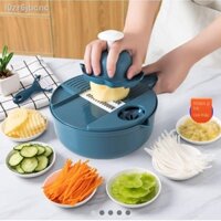 ☈ HOT- [ Ảnh thật ]✷Bộ dao cắt rau củ đa năng 12 món Douyin cùng một đoạn Máy khoai tây gia đình bào cải lát nhà bếp