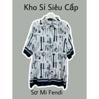 [💥 HOT ITEM] - Sơ Mi Fendi - Shirt Lụa Fendi Hoan Tiết Đồ Nghề Thợ Mộc Mát Mẻ - Bản Cao Cấp