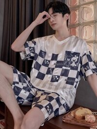 [ HOT Sale ] Bộ đồ ngủ cho nam mùa hè băng lụa hoạt hình 2024 mới phong cách Hàn Quốc quần short ng