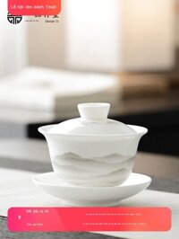 [ HOT Sale ] Sứ trắng phủ bát Sancai gốm sứ trà đơn trà cao cấp Đức Hóa không nóng công bằng cốc th