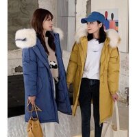 | HOT | XẢ HẾT |_ Có sẵn Áo khoác phao nữ dài mũ lông dày hàng nhập Quảng Châu -_