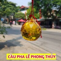 [ HOTDEAL ] Quả cầu treo pha lê phong thủy đa giác màu vàng