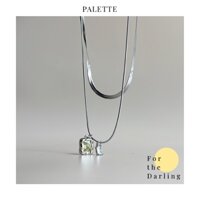 [ IM.PALETTE ] Dây chuyển, vòng cổ bạc cá tính mặt đá vàng, trắng Pela Necklace