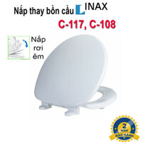 [ INAX ] Nắp bồn cầu rơi êm thay cho nắp bồn cầu Inax  mã C-117, C-108 ( Bảo hành 2 năm)